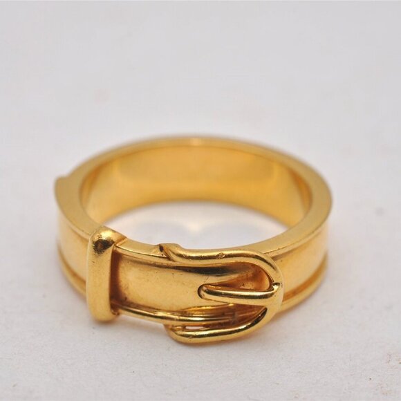 Authentic HERMES Scarf Ring Boucle Sellier Belt Design Gold Tone - Picture 1 of 15